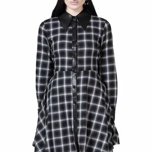 Plaid Black and Gray Women's Dress